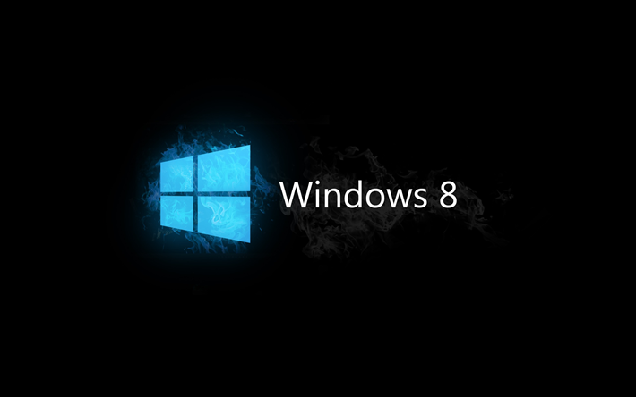 Windows 8, logotyp, svart bakgrund, Windows 8-logotyp