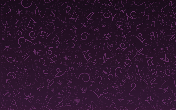 aakkosellinen rakenne, 4k, typografia, violetti tausta