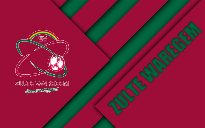SV Zulte Waregem, 4k, club de football Belge, vert rouge de l&#39;abstraction, de logo, la conception de mat&#233;riaux, Waregem, en Belgique, de football, de la Jupiler Pro League