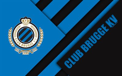 Club Brugge KV, 4k, Belgian Football Club, musta ja sininen abstraktio, logo, materiaali suunnittelu, Brugge, Belgia, jalkapallo, Jupiler Pro League