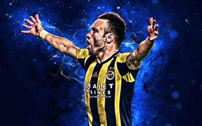 Mathieu Valbuena, goal, Fenerbahce FC, joy, french footballers, soccer, Valbuena, Turkish Super Lig, neon lights, Turkey, Valbuena Fenerbahce