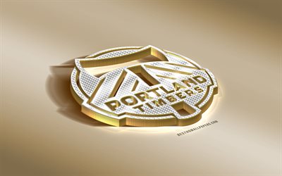 Portland Timbers, Amerikansk Fotboll club, Golden Silver logotyp, Portland, Oregon, USA, MLS, 3d gyllene emblem, kreativa 3d-konst, fotboll, Major League Soccer