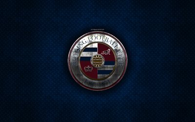 Reading FC, English football club, blue metal texture, metal logo, emblem, Reading, England, EFL Championship, creative art, football