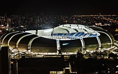 Dunes Arena, Arena das Dunas, Lagoa Nova, Natal, Brezilya, America de Natal Stadyumu, Brezilya Futbol Stadyumu, dış, gece, Amerika FC