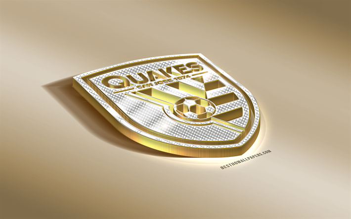 San Jose Earthquakes, American Soccer club, Golden Hopea logo, San Jose, California, USA, MLS, 3d kultainen tunnus, luova 3d art, jalkapallo, Major League Soccer