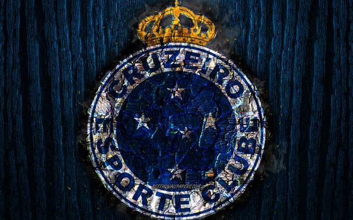 Cruzeiro FC, arrasada logotipo, Brasileiro S&#233;rie A, de madeira azul de fundo, brasileiro de clubes de futebol, Cruzeiro EC, grunge, futebol, Cruzeiro do logotipo, fogo textura, Brasil