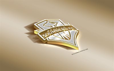 Seattle Sounders FC, American Soccer club, Golden Silver logo, Seattle, Washington, USA, MLS, 3d golden emblem, creative 3d art, football, Major League Soccer