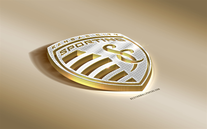 Sporting Kansas City, American Soccer club, Golden Hopea logo, Kansas City, Kansas, USA, MLS, 3d kultainen tunnus, luova 3d art, jalkapallo, Major League Soccer