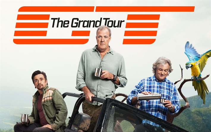 Grand Tour, Jeremy Clarkson, Richard Hammond, James Kan, brittisk bil tv-program, affisch, promo