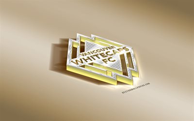 Vancouver Whitecaps FC, Canadian Football Club, Golden Silver logo, Vancouver, British Columbia, Canada, USA, MLS, 3d golden emblem, creative 3d art, football, Major League Soccer