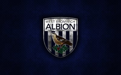 West Bromwich Albion FC, Englannin football club, sininen metalli tekstuuri, metalli-logo, tunnus, West Bromwich, Englanti, EFL-Mestaruuden, creative art, jalkapallo