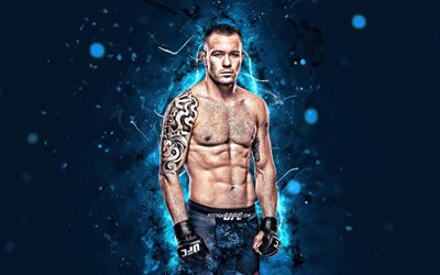 Colby Covington, 4k, blue neon lights, american fighters, MMA, UFC, Mixed martial arts, Colby Covington 4K, UFC fighters, MMA fighters