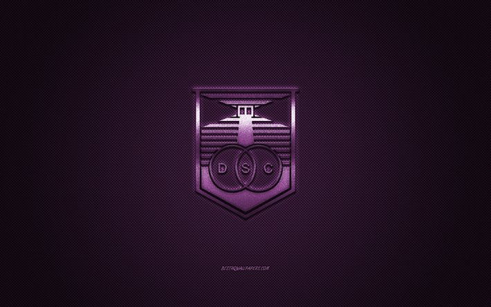 Defensor Sporting, Uruguayn football club, Uruguayn Primera Division, violetti logo, violetti hiilikuitu tausta, jalkapallo, Montevideo, Uruguay, Defensor Sporting logo