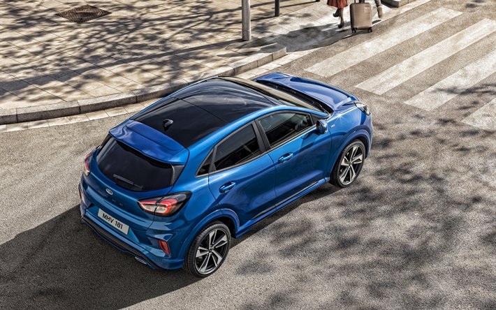 Ford Puma, 2020, vista posteriore, esterno, blu crossover compatto, nuovo blu Puma, auto americane, Ford