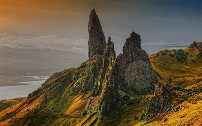 rock, mountains, autumn, scotland
