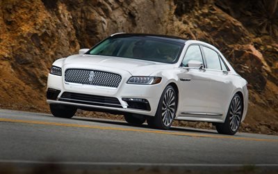 Lincoln Continental, 2017, 4k, blanco Continental, sed&#225;n de lujo, la clase de negocios, los coches Americanos, Lincoln