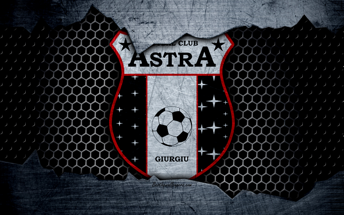 Astra, 4k, logo, Liga 1 de f&#250;tbol, club de f&#250;tbol, la Liga I Rumania, grunge, metal, textura, FC Astra