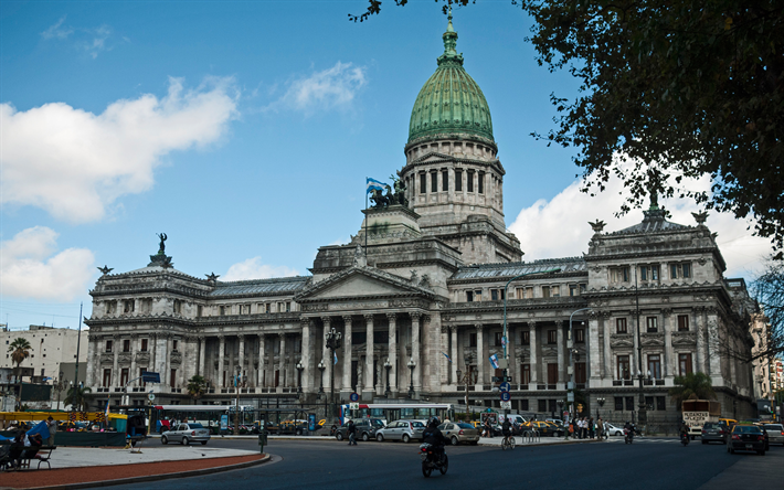 Arjantin, Saray Ulusal Kongresi, 4k, Neo-klasik mimarisi, Buenos Aires, Kongre Meydanı