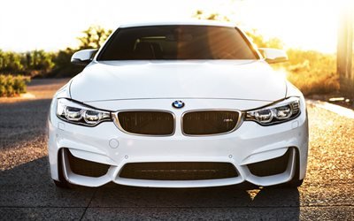 BMW M4, 2017, White M4, F83, front view, sports car, tuning m4, German cars, sports coupe, BMW