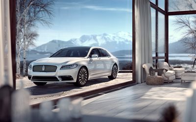 Lincoln Continental, 2017, bianco berlina, executive class, business class, nuova Continental, American cars, Lincoln