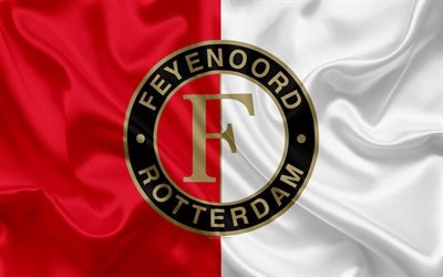 Feyenoord, Eredivisie, 4K, Dutch football club, football, emblem, Feyenoord logo, Rotterdam, Netherlands