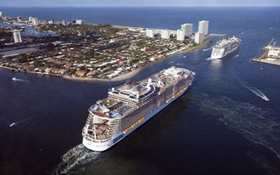 Oasis of the Seas, Independence of the Sea, cruise ships, seaport, large passenger liner, beautiful large ships, Oasis