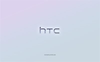 شعار HTC, قطع نص ثلاثي الأبعاد, خلفية بيضاء, شعار HTC 3D, اتش تي سي, شعار محفور, شعار HTC 3d