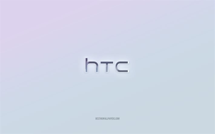HTC logosu, 3 boyutlu metin, beyaz arka plan, HTC 3 boyutlu logo, HTC amblemi, HTC, kabartmalı logo, HTC 3d amblemi