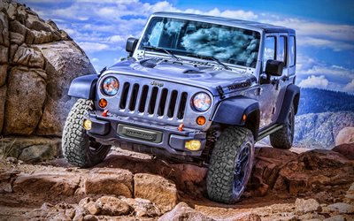 Jeep Wrangler Rubicon, HDR, fuoristrada, 2021 auto, deserto, 2021 Jeep Wrangler, auto americane, Jeep