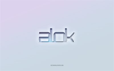 Logotipo de Alok, recorte de texto 3d, fondo blanco, logotipo de Alok 3d, emblema de Alok, Alok, logotipo en relieve, emblema de Alok 3d