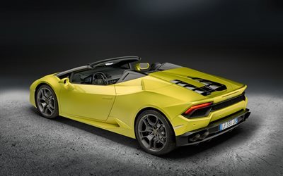 Lamborghini Huracan, 2017, RWD Spyder, yellow Huracan, sports coupe