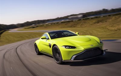 Aston Martin Vantage, estrada, 2019 carros, supercarros, novo &#226;ngulo, Aston Martin