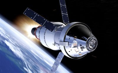 satellite, en orbite, ouvrir l&#39;espace, la Terre, les technologies modernes, 4k