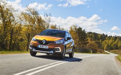 Renault Captur, 4k, yol, 2018 arabalar, ge&#231;itler, Fransız otomobil, Renault
