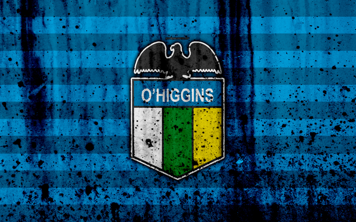 4k, FC O Higgins, konst, grunge, Chilenska Primera Division, fotboll, football club, Chile, O Higgins, logotyp, sten struktur, O Higgins FC