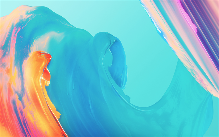 موجات ملونة, 4k, الفن, الدهانات الملونة, مجردة موجات, المنحنيات, الإبداعية