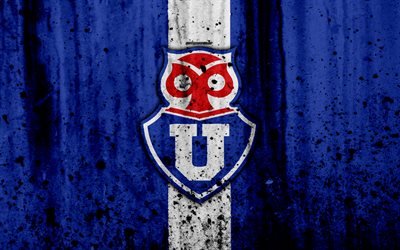 4k, FC Universidad de Chile, art, grunge, Chilean Primera Division, soccer, football club, Chile, Universidad de Chile, logo, stone texture, Universidad de Chile FC
