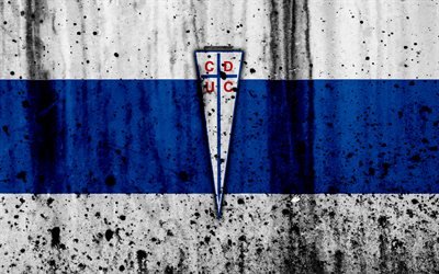 4k, FC Universidad Catolica, art, grunge, Chilean Primera Division, soccer, football club, Chile, Universidad Catolica, logo, stone texture, Universidad Catolica FC