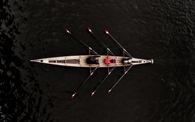 rowing, canal, river, boat, athletes, boating