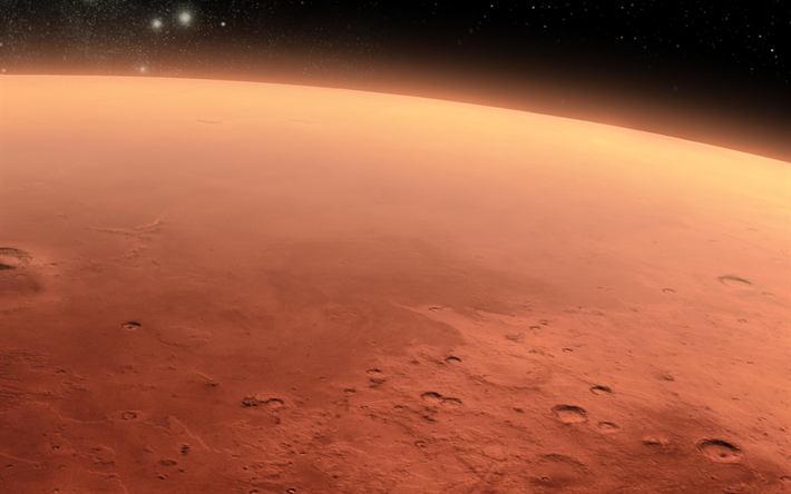 Marte, a superf&#237;cie do planeta, espa&#231;o aberto, sistema solar, planeta vermelho