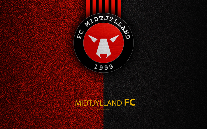 FC Midtjylland, 4k, logotyp, l&#228;der konsistens, Danska fotbollsklubben, Superligaen, fotboll, Danska Superligan, Herning, Danmark, Ikast