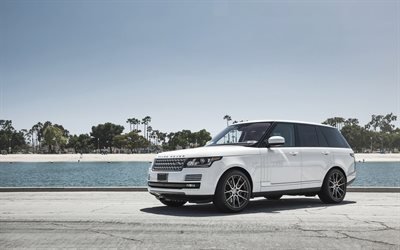 Range Rover Vogue, la afinaci&#243;n, la Brit&#225;nica, los coches, negocios de clase, coches de lujo, SUV, blanco Vogue, Land Rover