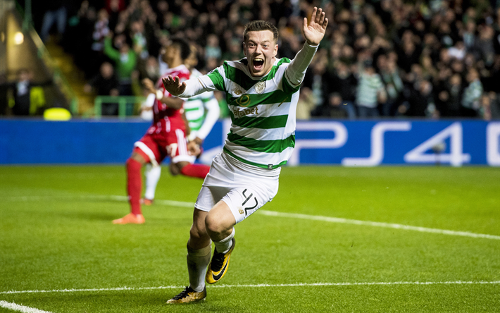 Callum McGregor, 4k, Celtic, soccer, footballers, joy, Scottish Premiership, FC Celtic, football
