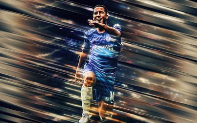 Eden Hazard, Chelsea FC, Belgian football player, attacking midfielder, art, 4k, portrait, Premier League, England, football, Hazard