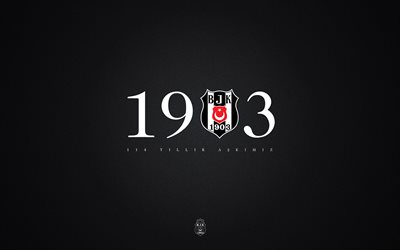 Besiktas JK, logo, gray background, stylish art, Turkish football club, Turkey, football