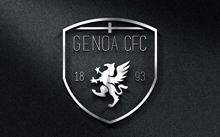 G&#234;nes FC, logo en m&#233;tal, le tissu, le fond, la Serie A de football, l&#39;italien, le club de football, le soccer, le Genoa CFC, Italie