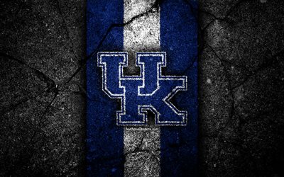 Kentucky Wildcats, 4k, american football team, NCAA, blue white stone, USA, asphalt texture, american football, Kentucky Wildcats logo