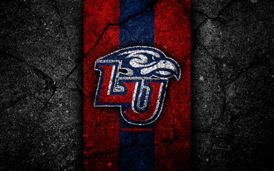 Liberty Flames, 4k, american football team, NCAA, red blue stone, USA, asphalt texture, american football, Liberty Flames logo