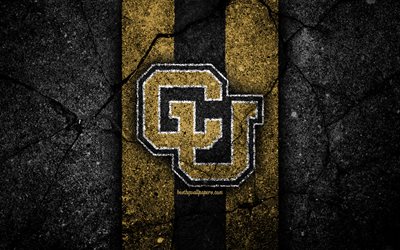 Colorado Buffaloes, 4k, american football team, NCAA, brown black stone, USA, asphalt texture, american football, Colorado Buffaloes logo