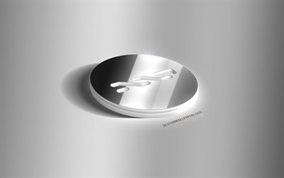 Nxt 3D silver logo, Nxt, cryptocurrency, gray background, Nxt logo, Nxt 3D emblem, metal Nxt 3D logo